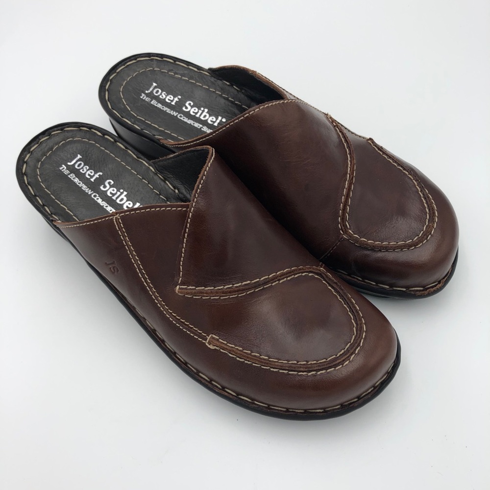 Josef Seibel Brown Leather Mules Size 40